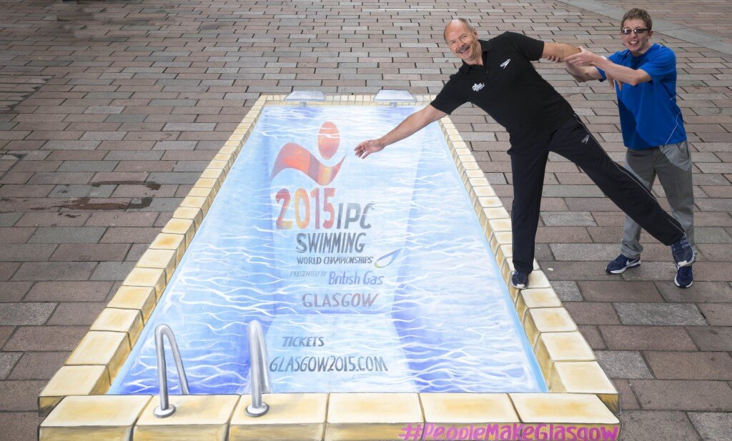 03/07/15... GEORGE SQUARE - GLASGOW Scottish swimming legend David Wilkie and GB para-swimmer Scott Quin will open a street art swimming pool in Glasgow city centre ahead of the 2015 IPC Swimming World Championships.