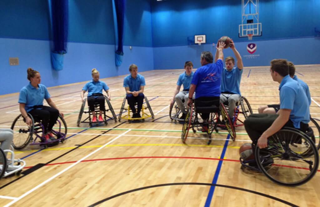 Wheelchair Basketball featuring breaststroke swimmers