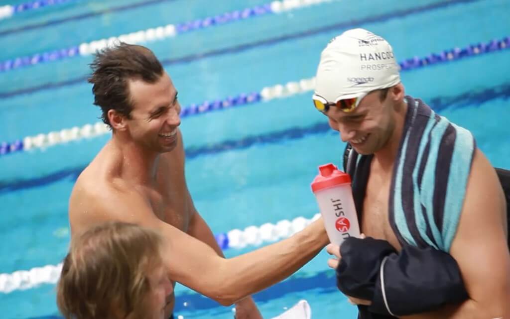 Grant Hackett and Thomas Fraser-Holmes at Swimming Australia training camp