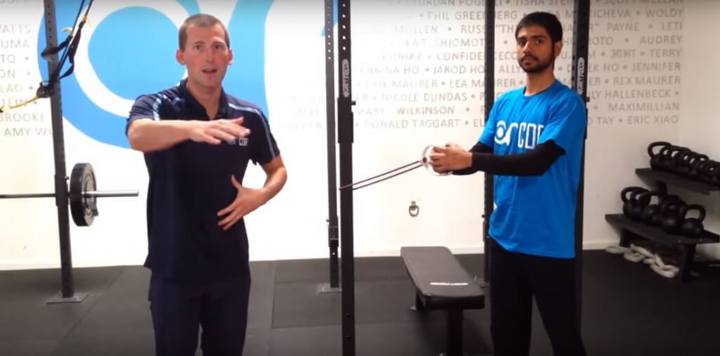 Swimming core strength test: Anti-rotation with manual resistance