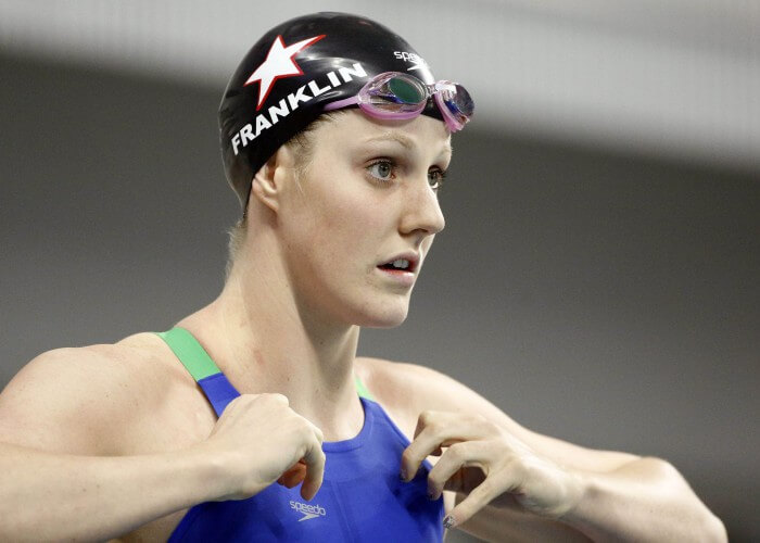 Jan 16, 2016; Austin, TX, USA; Missy Franklin before competing in the women's 200 meter free final during the 2016 Arena Pro Swim Series at Lee & Joe Jamail Texas Swimming Center. Mandatory Credit: Soobum Im-USA TODAY Sports