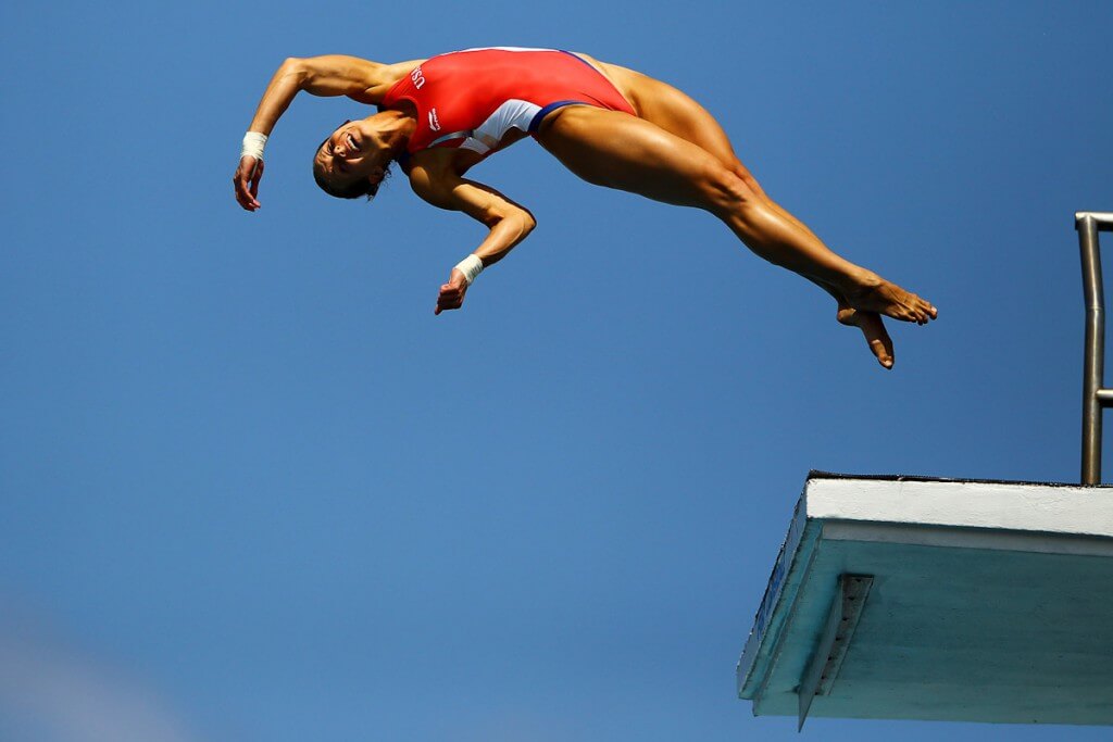 fort-lauderdale-FORT LAUDERDALE, FL - MAY 11: Brittany Viola of the USA dives during the Womens 10m Platform Semi Final at the Fort Lauderdale Aquatic Center on Day 2 of the AT&T USA Diving Grand Prix on May 11, 2012 in Fort Lauderdale, Florida. (Photo by Al Bello/Getty Images) *** Local Caption *** Brittany Viola