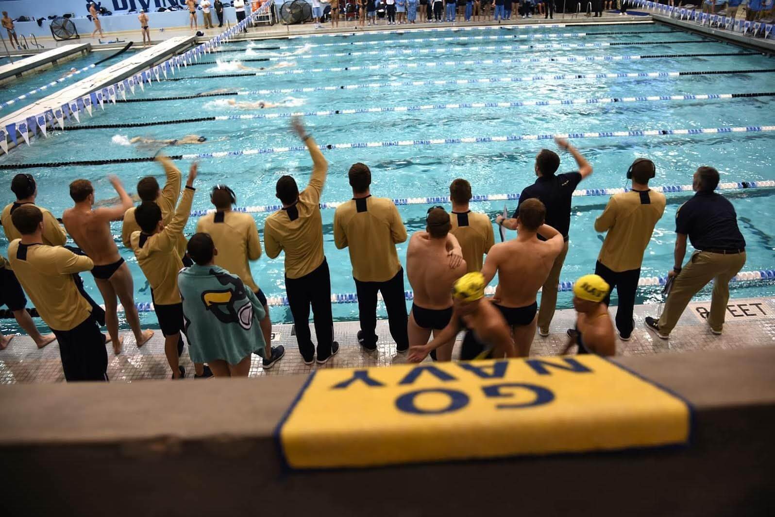 Navy Dominates On Day One Of Patriot League Championships Swimming