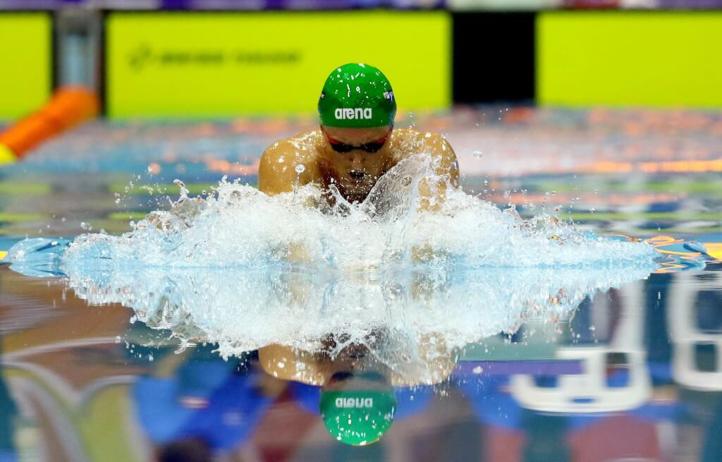 DURBAN, SOUTH AFRICA - APRIL 13: Cameron van den Burgh qualifies in the 200m breaststroke for men during the finals session on day 5 of the SA National Aquatic Championships and Olympic Trials on April 13 , 2016 at the Kings Park Aquatic Center pool in Durban, South Africa. Photo Credit / Anesh Debiky/Swim SA