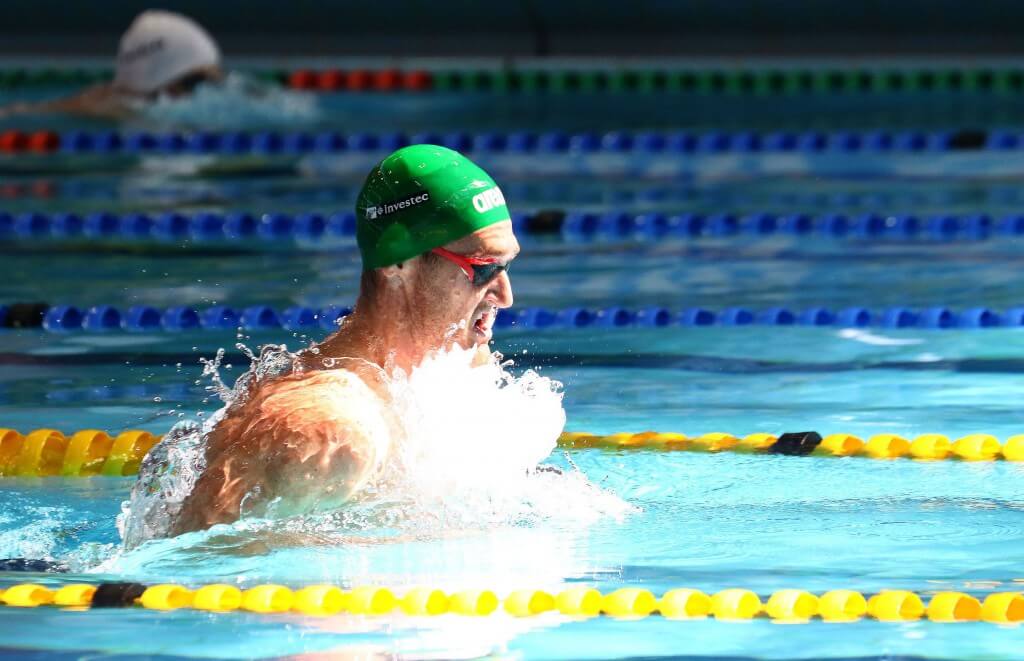 DURBAN, SOUTH AFRICA - APRIL 10: Cameron van den Burgh qulaifying for the 100m breatstroke during the heats session on day 1 of the SA National Aquatic Championships and Olympic Trials on April 10 , 2016 at the Kings Park Aquatic Center pool in Durban, South Africa. Photo Credit / Anesh Debiky/Swim SA