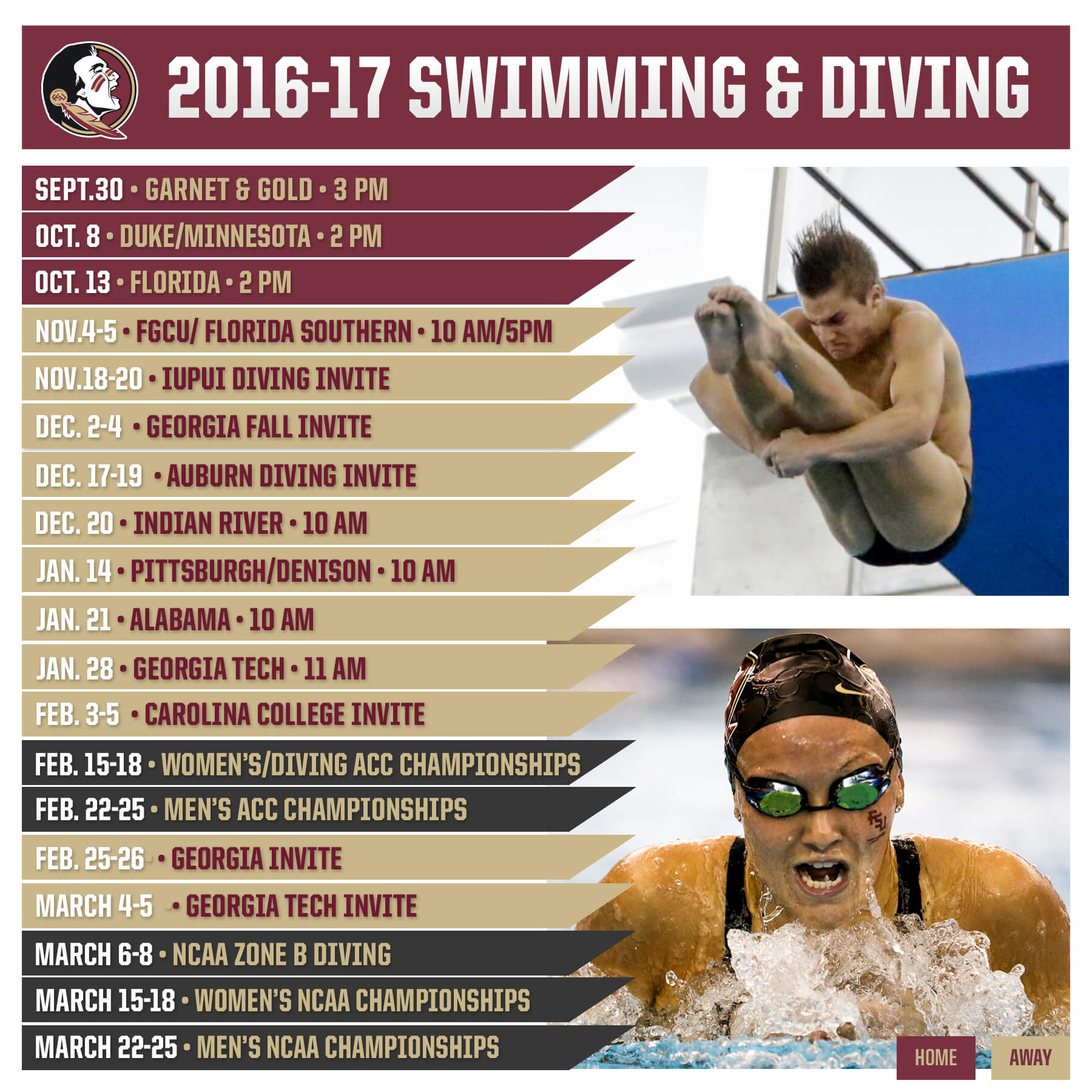 Florida State Announces 201617 Swimming & Diving Schedule Swimming