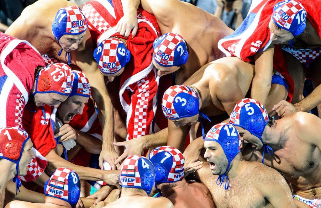 23-07-2017: Waterpolo: Servie v Kroatie: Boedapest (L-R) during the waterpolomatch between men Serbia and Croatia at the 17th FINA World Championships 2017 in Budapest, Hungary Photo / Foto: Gertjan Kooij