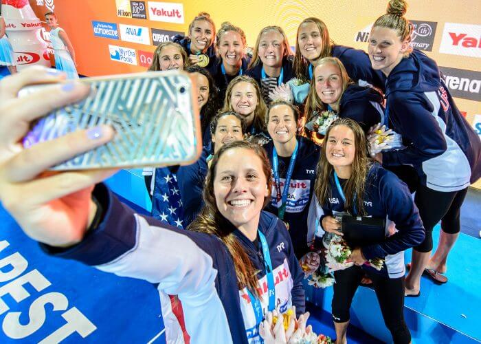 28-07-2017: Waterpolo: Amerika v Spanje: Boedapest (L-R) during the Gold medal waterpolomatch between women USA and Spain at the final of the 17th FINA World Championships 2017 in Budapest, Hungary Photo / Foto: Gertjan Kooij