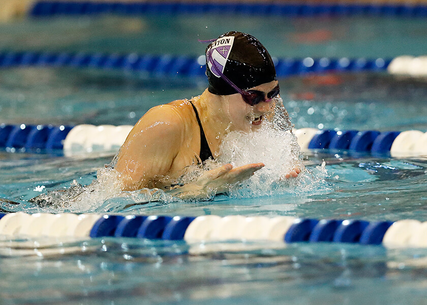 Kenyon College competes during the 2017 NCAA Division III Swimming and Diving Championships at the Conroe Natatorium on Friday March 17, 2017 in Shenandoah, Texas. Photo by Aaron M. Sprecher