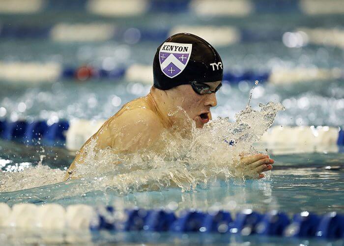 Kenyon College competes during the 2017 NCAA Division III Swimming and Diving Championships at the Conroe Natatorium on Saturday March 18, 2017 in Shenandoah, Texas. Photo by Aaron M. Sprecher