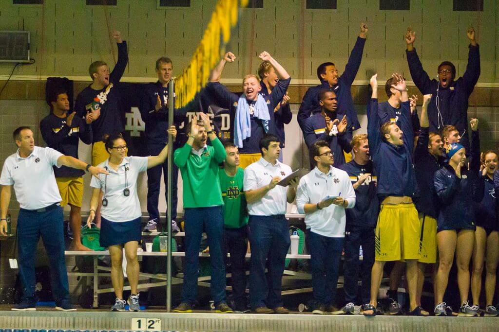 notre-dame-swimming-team-excited