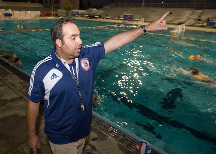 Bahram Hojreh coaches kids at his water polo club in 2013. (Photo by ROSE PALMISANO, ORANGE COUNTY REGISTER/SCNG)