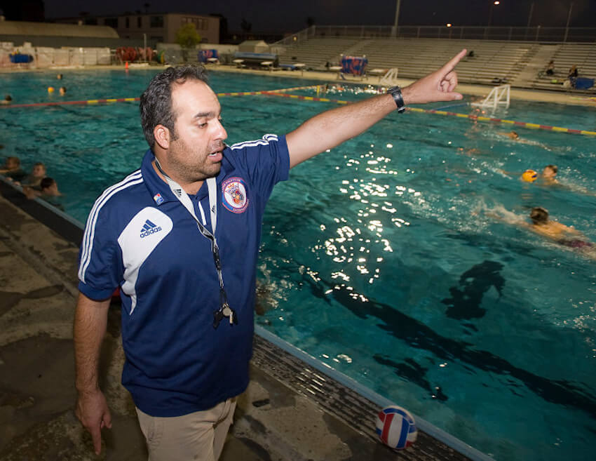 Bahram Hojreh coaches kids at his water polo club in 2013. (Photo by ROSE PALMISANO, ORANGE COUNTY REGISTER/SCNG)