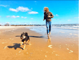 Beisel and Her Dog at the Beach