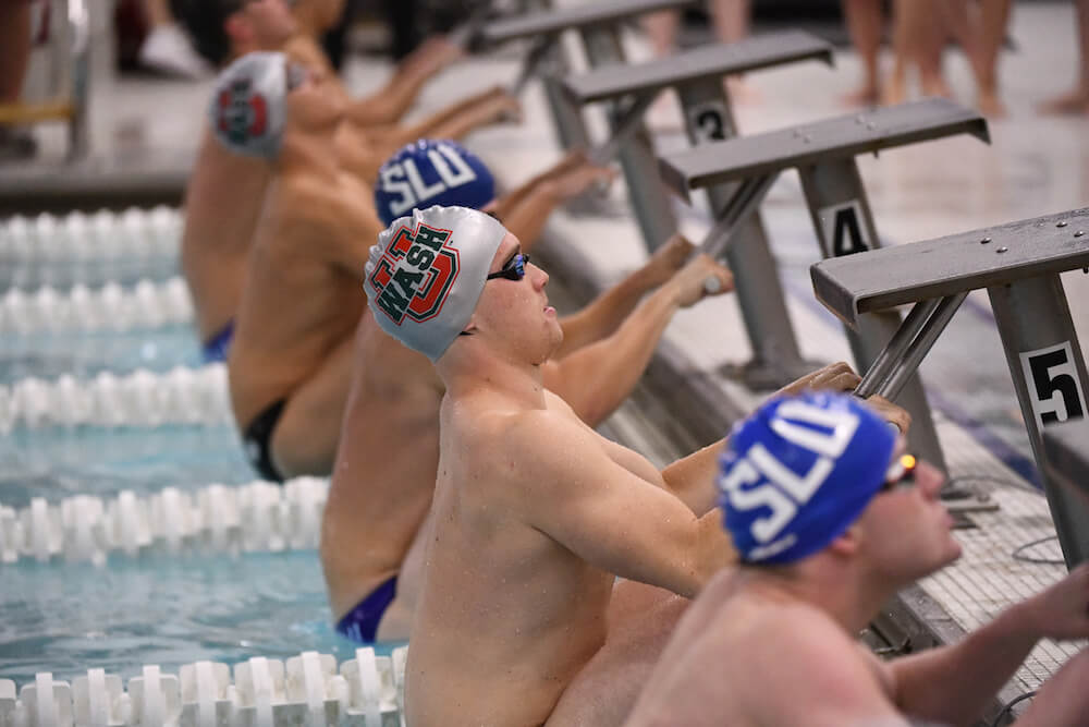 September 28, 2018: during the NCAA swimming and diving meet between Saint Louis University and The WashU Bears at the Millstone Pool on the campus of Washington University in St. Louis, Missouri. (Photo: Danny Reise/Washington University)