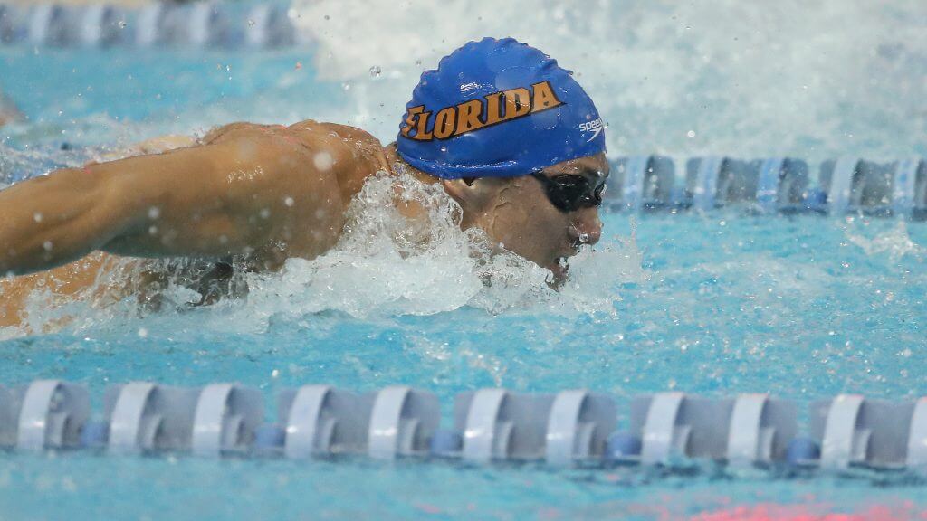 during the Gators' meet against the Kentucky Wildcats and Ohio State Buckeyes on Friday, January 4, 2019 at the Stephen C. O’Connell Center Natatorium in Gainesville, FL / UAA Communications photo by Tim Casey