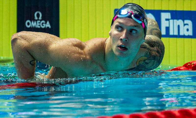 Caeleb Dressel of the United States of America (USA) reacts after winning in the men's 50m Freestyle Final during the Swimming events at the Gwangju 2019 FINA World Championships, Gwangju, South Korea, 27 July 2019.
