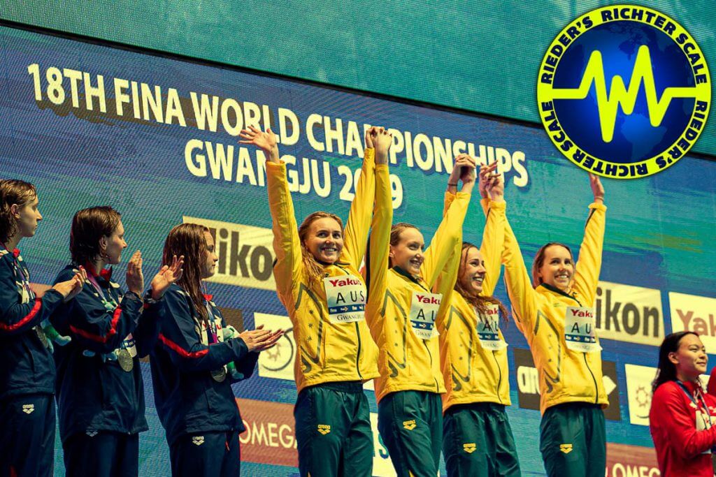 2019 fina world swimming championships, rieder's richter scale, ariarne titmus, emma mckeon, 4x200 freestyle relay