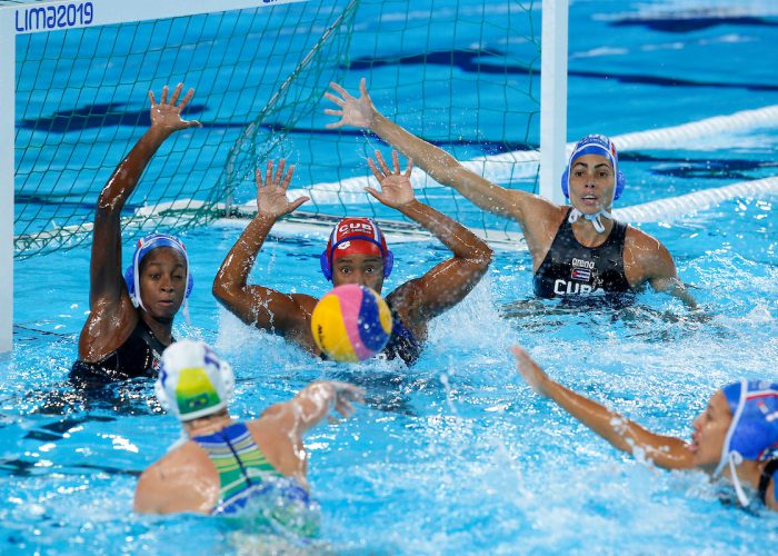 Lima, Saturday August 10, 2019 - Women’s Bronze medal Water Polo match between Cuba and Brazil at the Complejo Deportivo Villa Maria del Triunfo at the Pan American Games Lima 2019 . Enrique Cuneo / Lima 2019 Mandatory credits: Lima 2019 ** NO SALES ** NO ARCHIVES **