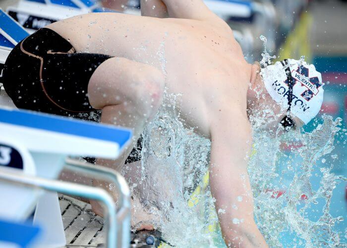 Olympic champion Mack Horton makers a splash poolside