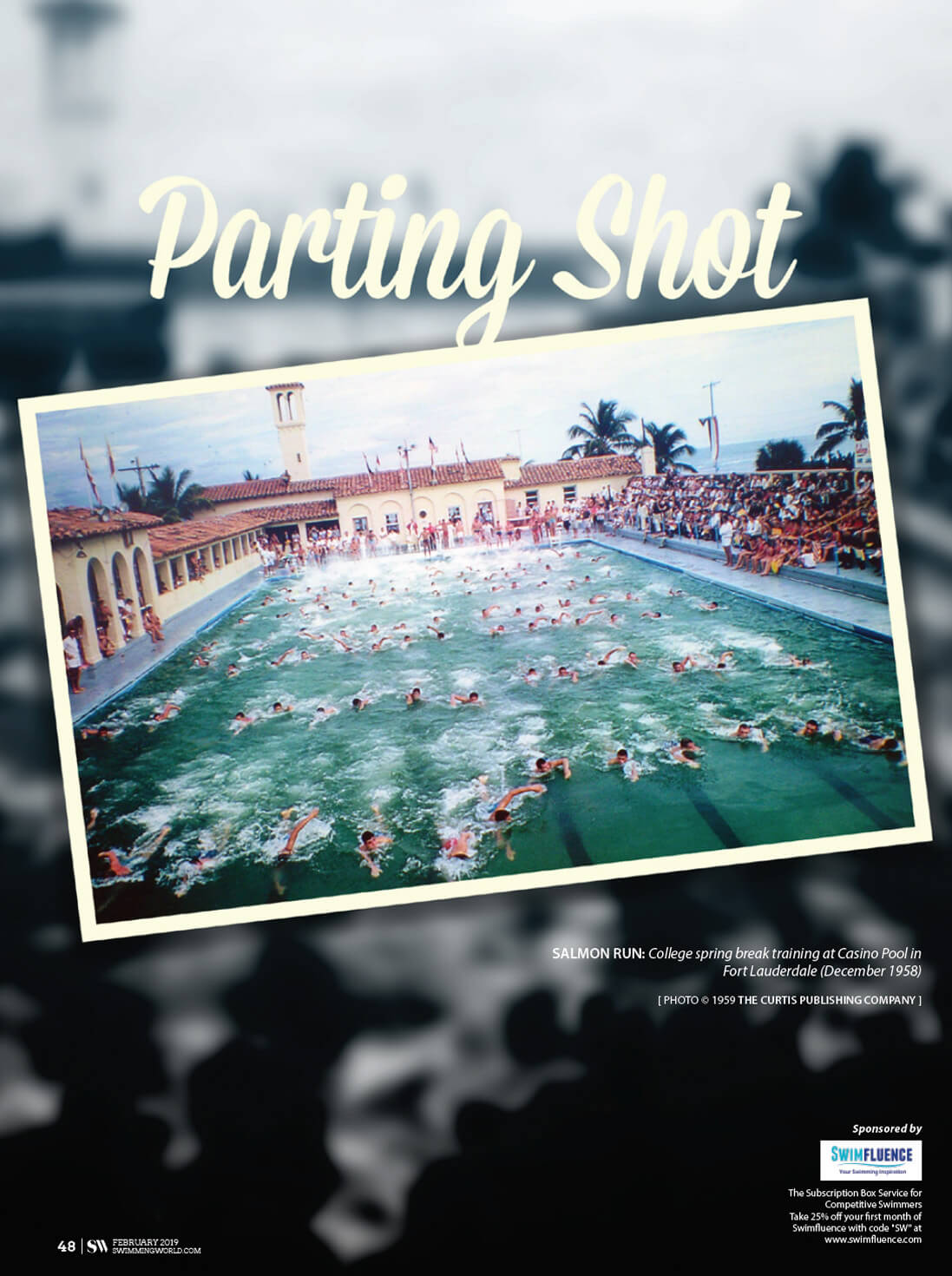 Swimming World Magazine - Parting Shot March 2019 - Salmon Run - Spring Break at the Fort Lauderdale Casino Pool 1958