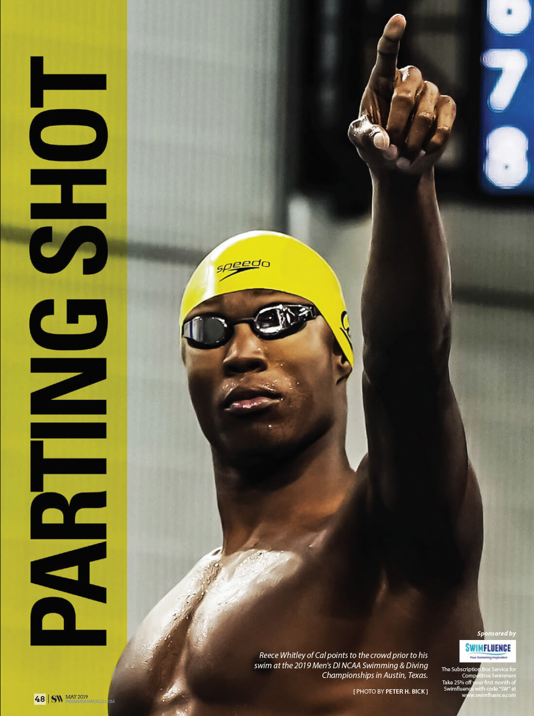 Swimming World Magazine - Parting Shot May 2019 Reece Whitley of Cal Golden Bears