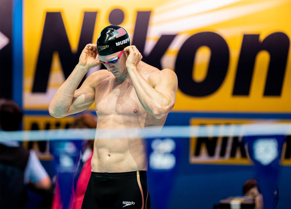 Swimming World January 2020 -Ryan Murphy - Refocused and Ready To Make a Run in 2020 - 50 back semifinal 2019 world championships by Becca Wyant