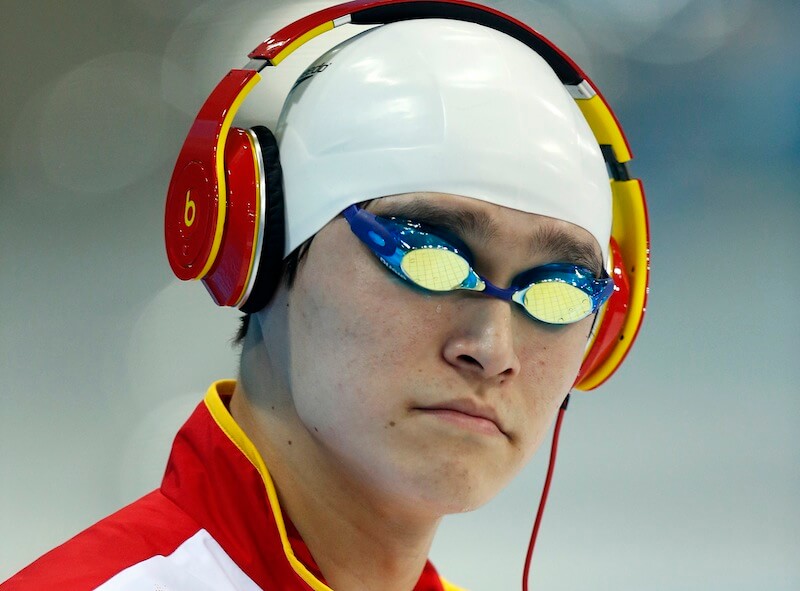 Yang Sun of China walks in before competing in the men's 1500m Freestyle Final during the Swimming competition held at the Aquatics Center during the London 2012 Olympic Games in London, Great Britain, Saturday, Aug. 4, 2012. (Photo by Patrick B. Kraemer / MAGICPBK)