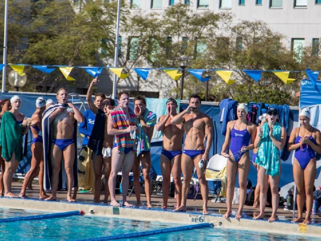 ucsb team cheer deck teammates celebrate