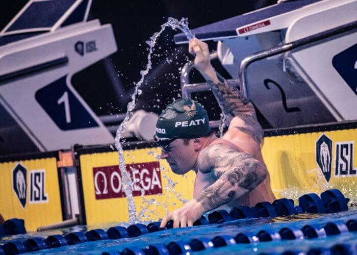 Adam Peaty sets world record 100 breaststroke ISL final Budapest, Hungary (photo: Mike Lewis)