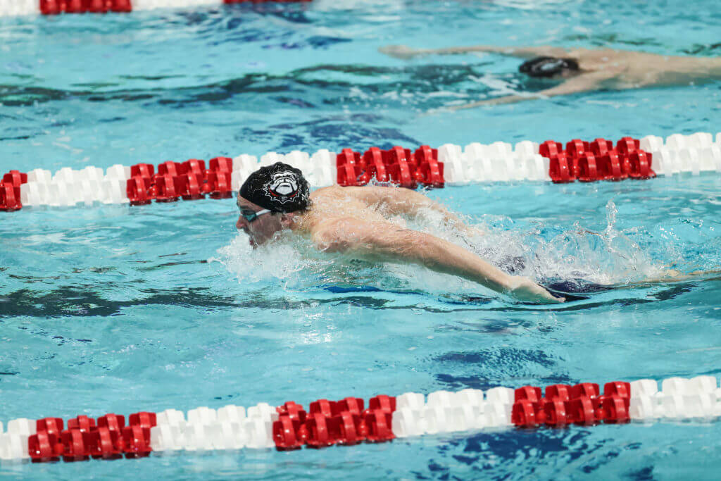 Georgia competes in finals during the Georgia Invitational at the Gabrielsen Natatorium in Athens, Ga., on Fri., Nov. 20, 2020. (Photo by Chamberlain Smith)