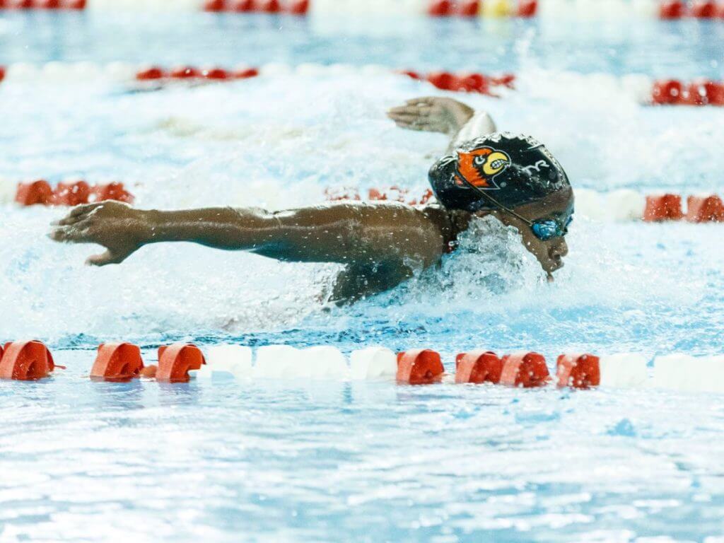 tristen ulett louisville cardinals fly butterfly race