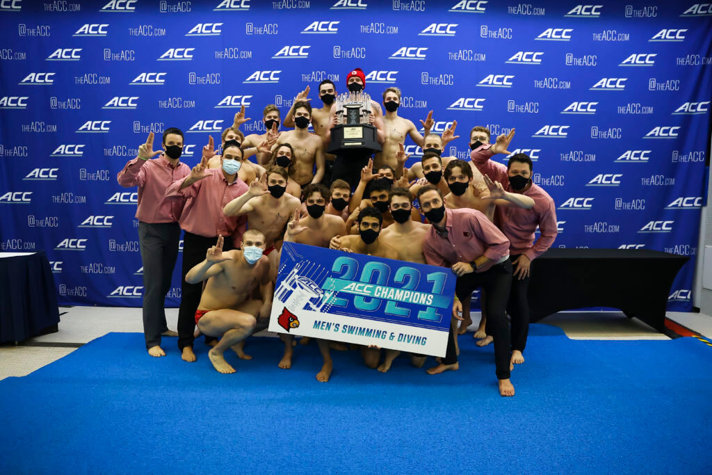 Louisville wins the 2021 ACC Men’s Swimming Championship in Greensboro, N.C. Friday, Feb. 27, 2021 (Photo by Jaylynn Nash, the ACC)