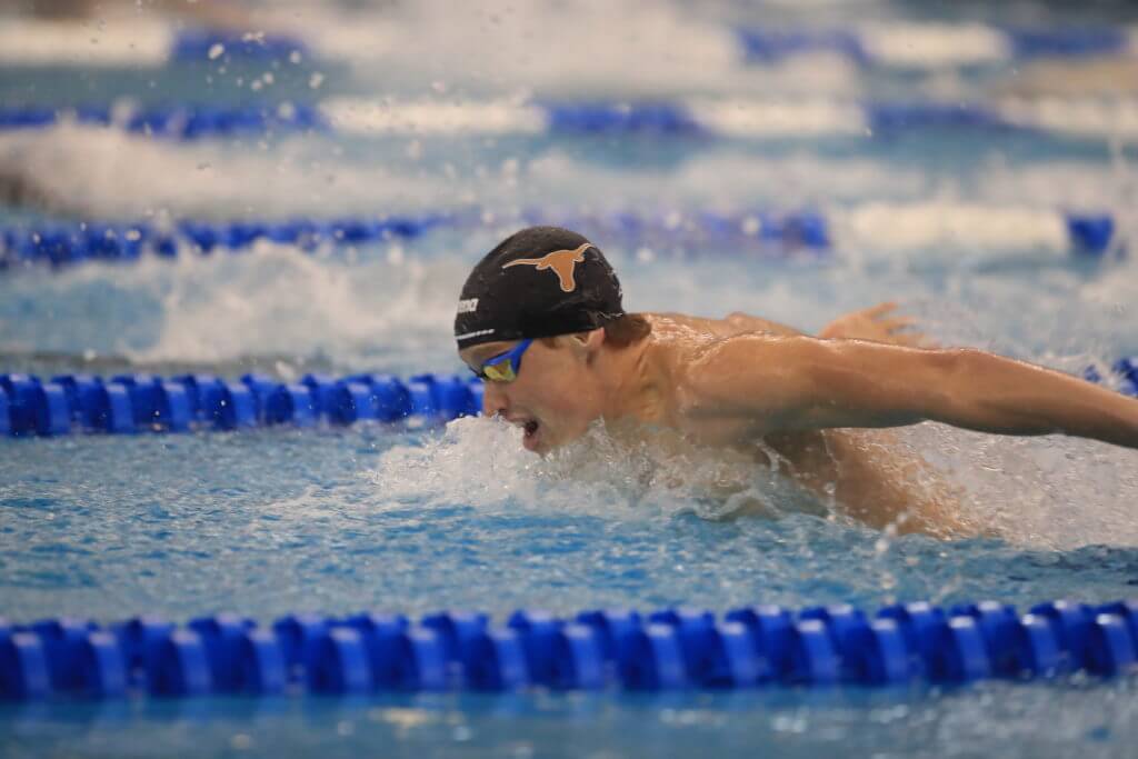 ncaa-jake-foster-GREENSBORO, NC - MARCH 26: Swimmers compete during the Prelims of the Division I Men’s Swimming & Diving Championships held at the Greensboro Aquatic Center on March 26, 2021 in Greensboro, North Carolina. (Photo by Carlos Morales/NCAA Photos via Getty Images)