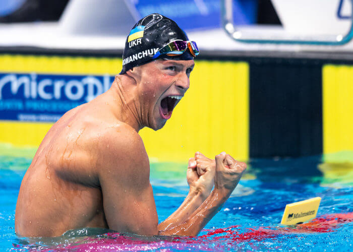 Celebrating Gold Medal ROMANCHUK Mykhaylo UKR 800m Freestyle Men Final Swimming Budapest - Hungary 22/5/2021 Duna Arena XXXV LEN European Aquatic Championships Photo Giorgio Scala / Deepbluemedia / Insidefoto