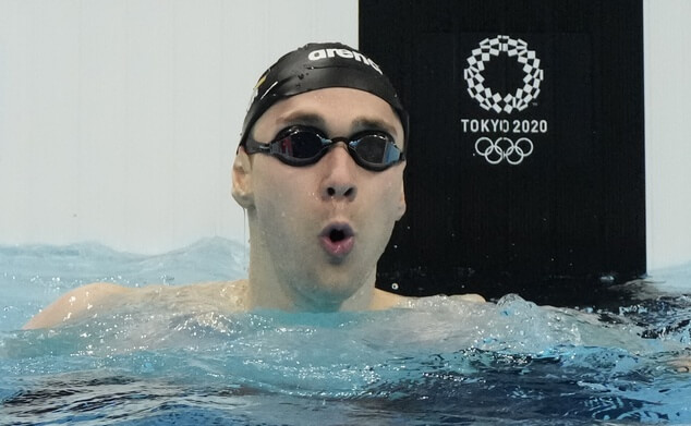 Jul 24, 2021; Tokyo, Japan; Henning Bennet Muhlleitner (GER) after the men's 400m freestyle heats during the Tokyo 2020 Olympic Summer Games at Tokyo Aquatics Centre. Mandatory Credit: Rob Schumacher-USA TODAY Network