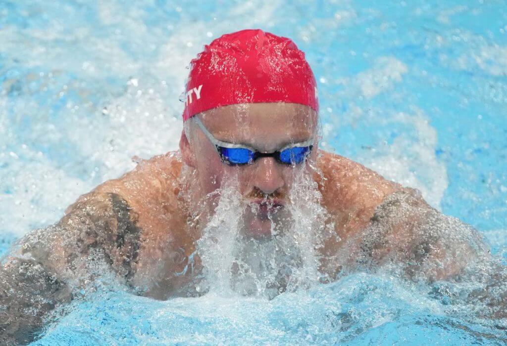 Jul 24, 2021; Tokyo, Japan; Adam Peaty (GBR) during the men's 100m breaststroke during the Tokyo 2020 Olympic Summer Games at Tokyo Aquatics Centre. Mandatory Credit: Rob Schumacher-USA TODAY Network