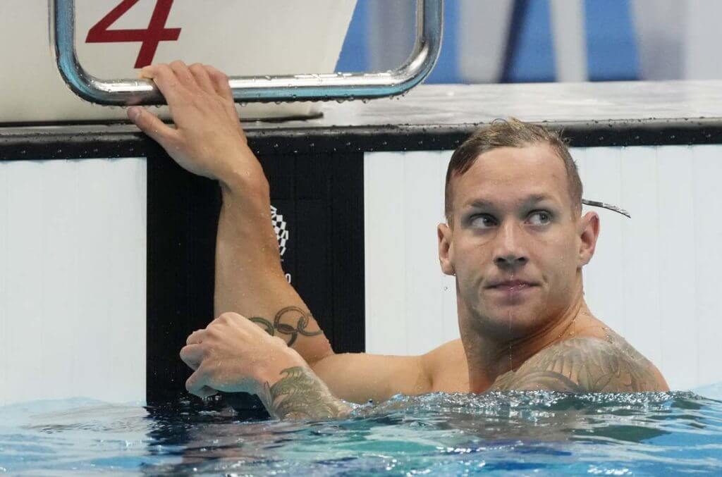 Jul 30, 2021; Tokyo, Japan; Caeleb Dressel (USA) in the men's 50m freestyle heats during the Tokyo 2020 Olympic Summer Games at Tokyo Aquatics Centre. Mandatory Credit: Rob Schumacher-USA TODAY Sports