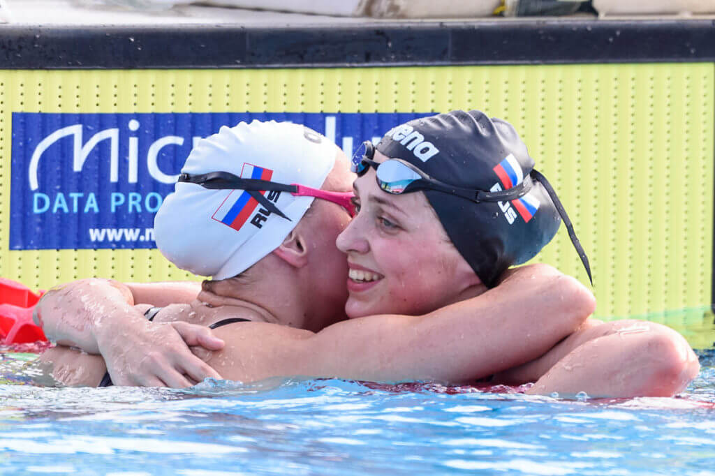 100m Freestyle Women Final 4 KLEPIKOVA Daria RUS Russia 3 TATARINOVA Daria RUS Russia swimming, nuoto LEN European Junior Swimming Championships 2021 Rome 2177 Stadio Del Nuoto Foro Italico Photo Giorgio Scala / Deepbluemedia / Insidefoto