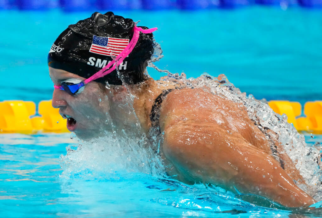 Jul 28, 2021; Tokyo, Japan; Regan Smith (USA) in the women's 200m butterfly semifinals during the Tokyo 2020 Olympic Summer Games at Tokyo Aquatics Centre. Mandatory Credit: Rob Schumacher-USA TODAY Sports