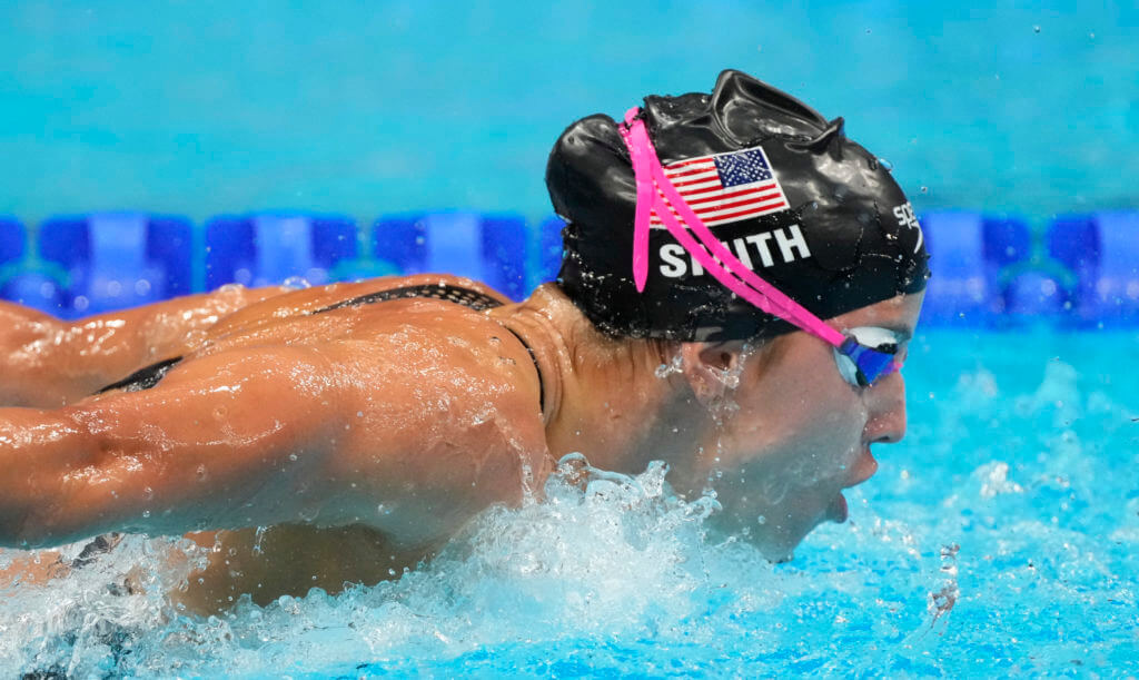 Jul 29, 2021; Tokyo, Japan; Regan Smith (USA during the women's 200m butterfly final during the Tokyo 2020 Olympic Summer Games at Tokyo Aquatics Centre. Mandatory Credit: Rob Schumacher-USA TODAY Sports