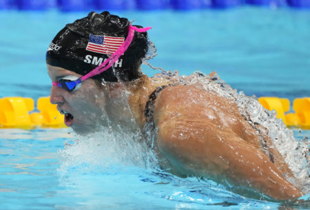 Jul 28, 2021; Tokyo, Japan; Regan Smith (USA) in the women's 200m butterfly semifinals during the Tokyo 2020 Olympic Summer Games at Tokyo Aquatics Centre. Mandatory Credit: Rob Schumacher-USA TODAY Sports