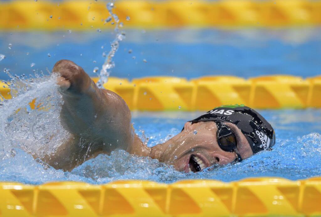 Aug 25, 2021; Tokyo, Japan; Daniel De Faria Dias BRA in action during the swimming Men's 200m Freestyle S5 heats at the Tokyo Aquatics Centre, Tokyo 2020 Paralympic Games, Tokyo, Japan, Wednesday 25 August 2021. Mandatory Credit: Joel Marklund/OIS Handout Photo via USA TODAY Sports