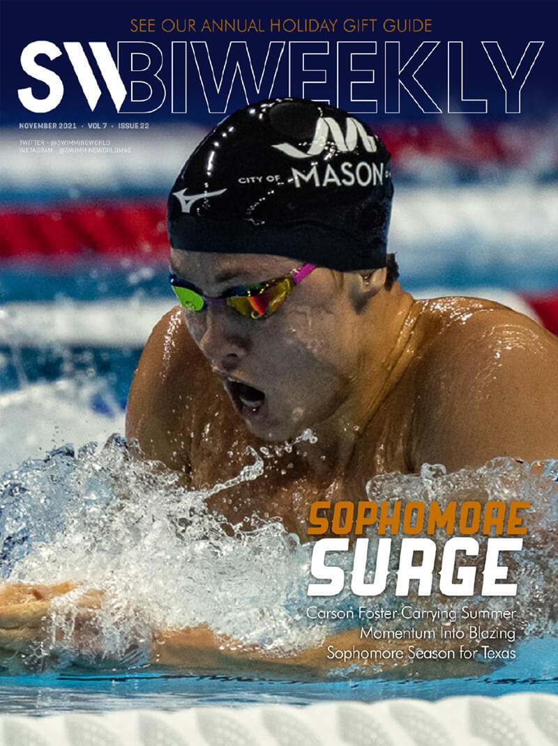 SW Biweekly 11-21-21 - Sophomore Surge - Carson Foster Carrying Summer Momentum Into Blazing Sophomore Season for Texas - COVER
