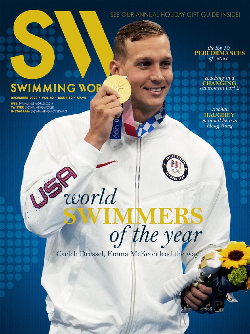 Swimming World December 2021 - World Swimmers of the Year - Caeleb Dressel and Emma McKeon Lead the Way - COVER