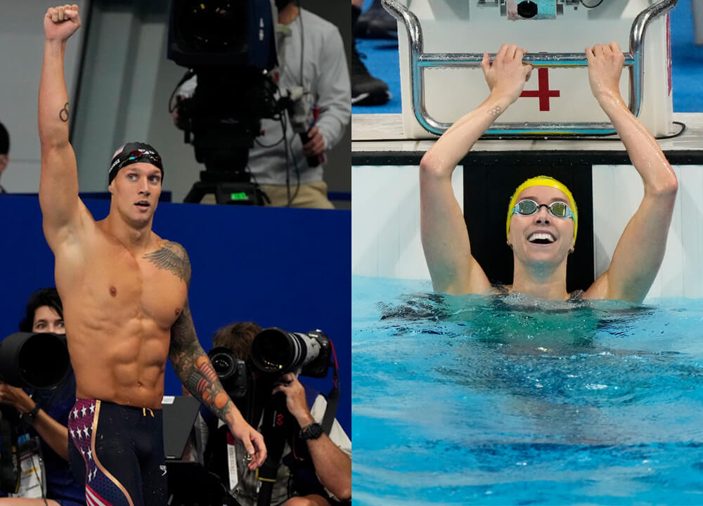 Swimming World December 2021 - World Swimmers of the Year - Caeleb Dressel and Emma McKeon