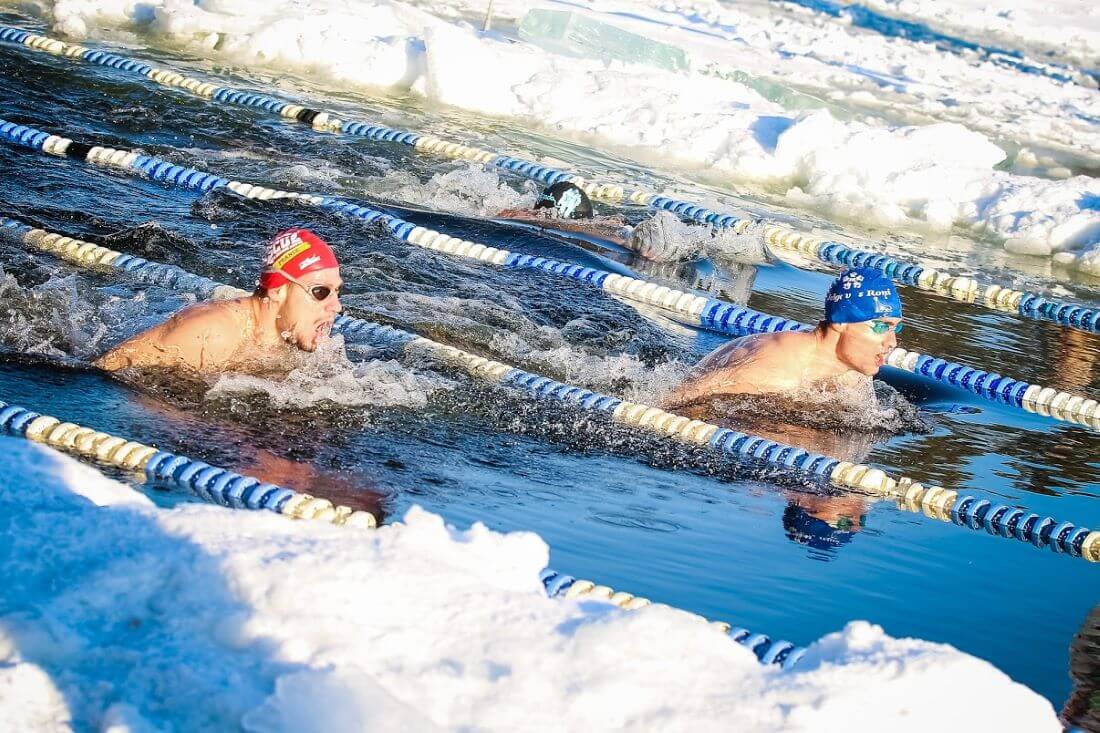 Totally cold' is not too cold for winter swimmers competing in a