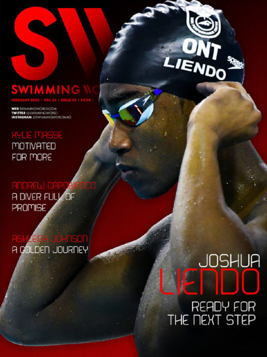 Swimming World February 2022 - Joshua Liendo - Ready For The Next Step - COVER