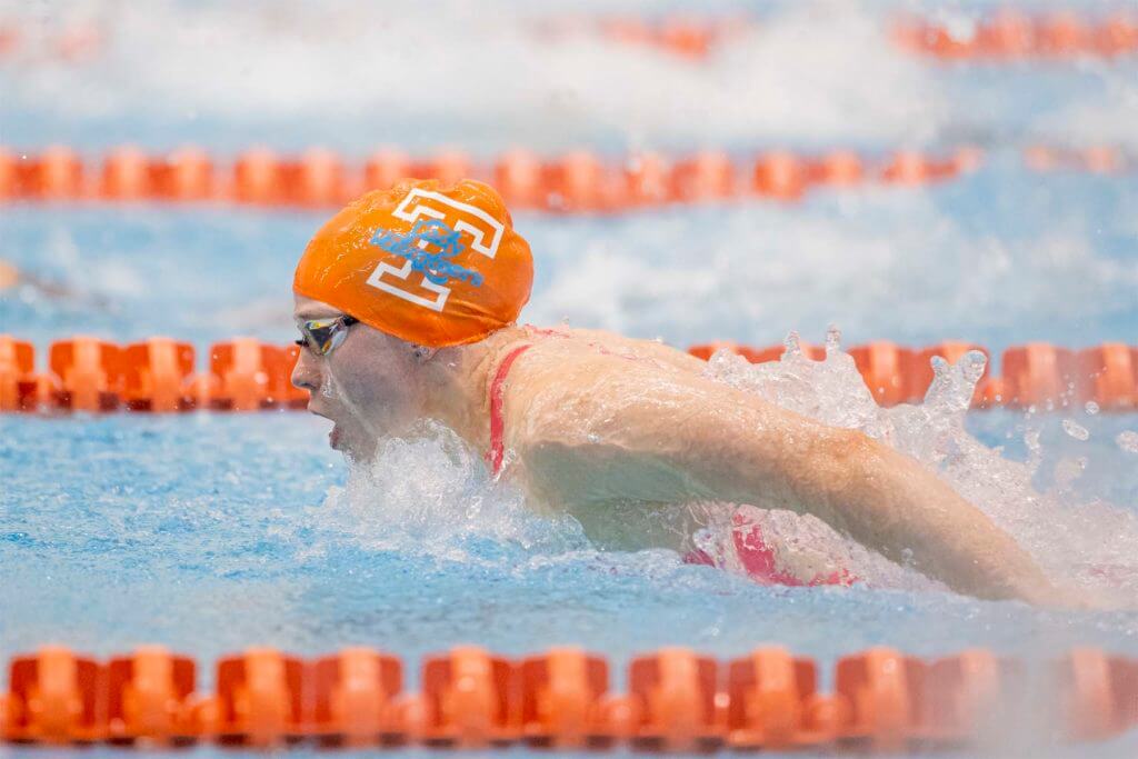 KNOXVILLE, TN - November 18, 2021 - Ellen Walshe of the Tennessee Volunteers during Day 1 preliminary session of the Tennessee Invitational at Allan Jones Intercollegiate Aquatic Center in Knoxville, TN. Photo By Andrew Ferguson/Tennessee Athletics