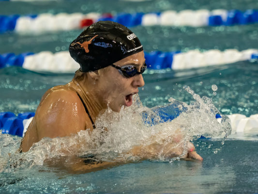 Kelly Pash Best Time in 100 Back Leads Texas Sweep of SMU